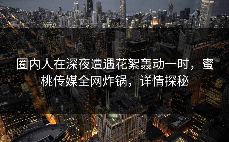 圈内人在深夜遭遇花絮轰动一时,蜜桃传媒全网炸锅,详情探秘